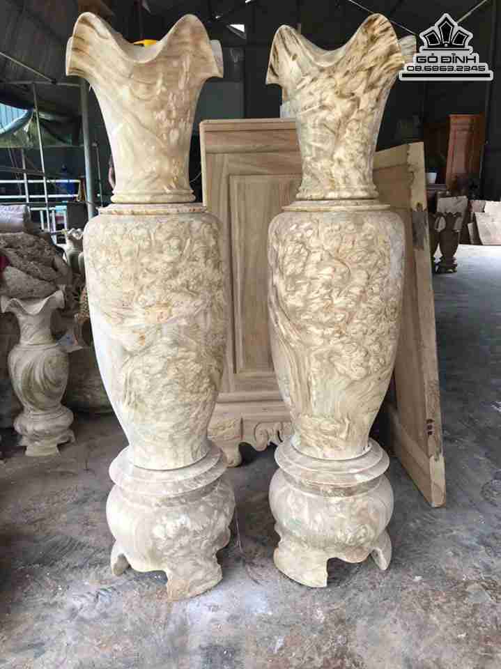 Cặp Lục Bình Gỗ Nu Nghiến  Cao 1m09 Đường Kính 28 (cm)