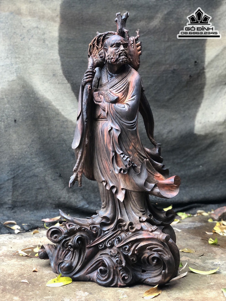 Tượng Đạt Ma Sư Gỗ Trắc Cao 90 Ngang 52 Sâu 31 (cm)