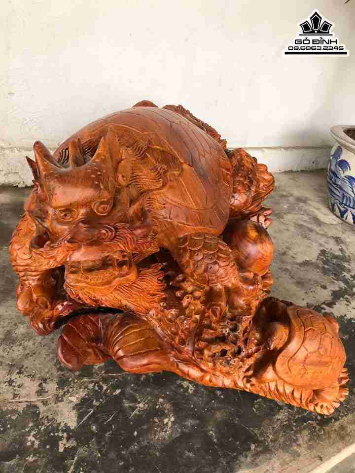 Tượng Long Quy Gỗ Hương  Ngang 60 Sâu 51 Cao 38 (cm)