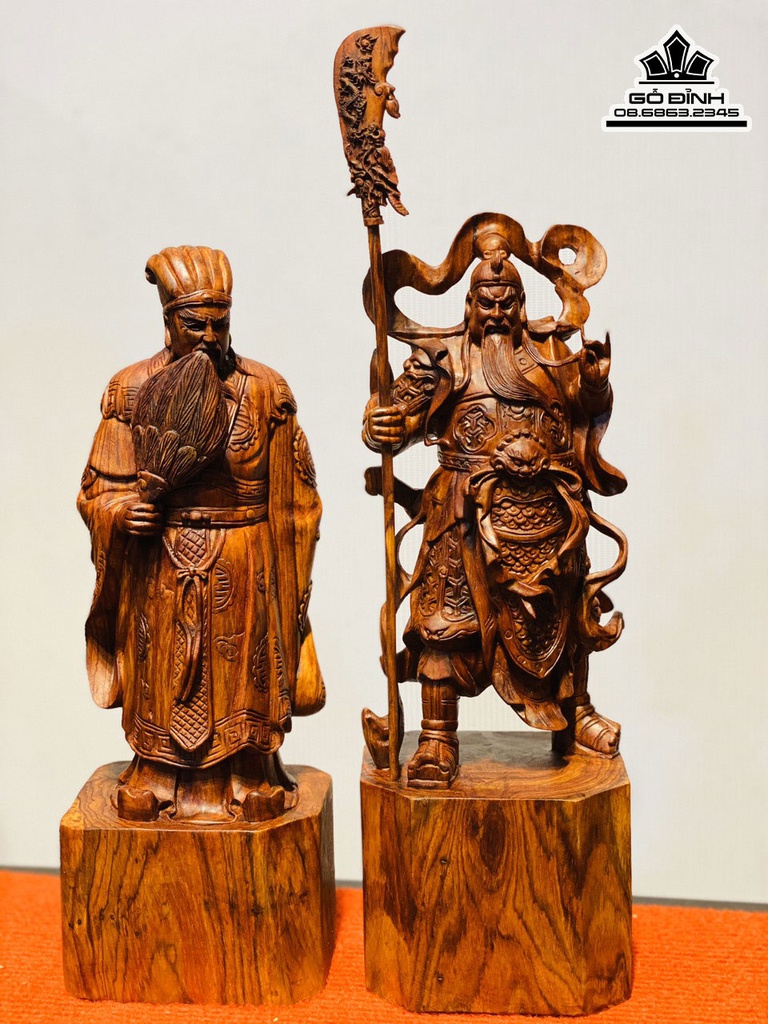 Tượng Quan Công Khổng Minh Gỗ Sưa Cao 30 Ngang 11 Sâu 9.5 (cm)