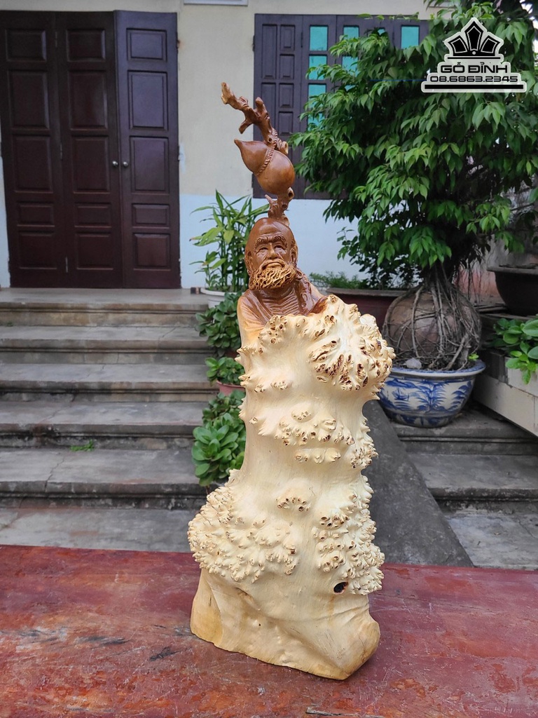 Tượng Đạt Ma Sư Tổ Gỗ Nu Giáng Hương Cao 76 Ngang 30 Sâu 22 (cm)