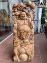 Tượng Phật Di Lặc Tam Phúc Gỗ Ngọc Am Cao 99 Ngang 40 Sâu 24 (cm)