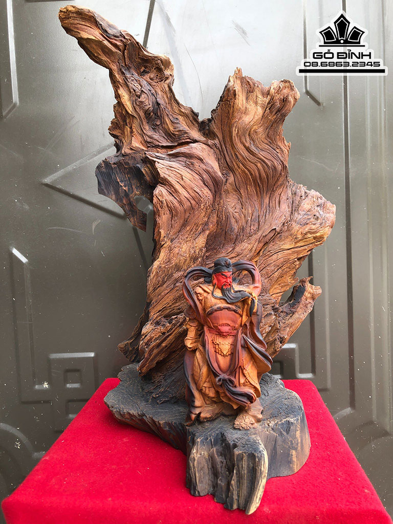 Tượng Quan Công Gỗ Hương Cao 30 Ngang 15 Sâu 11 (cm)