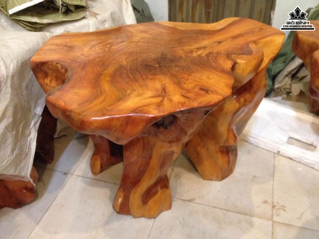 Bàn Trà Gỗ Cà Te Gõ Đỏ Cao 55 Mặt 78-57 (cm)