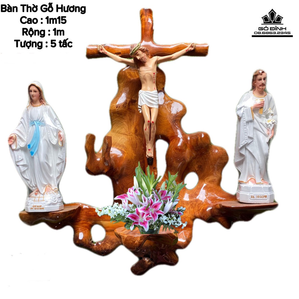 Bàn Thờ Tôn Giáo Gỗ Hương, Gõ Đỏ Cao 90-125 (cm)