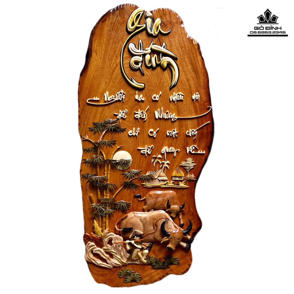 Tranh Đồng Quê Gỗ Cà Te Cao 108 Ngang 46 Dày 2 (cm)