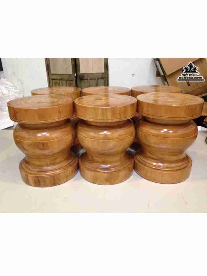 Bộ 6 Đôn Gỗ Gõ Vàng  Cao 45 Đường Kính 35 (cm)