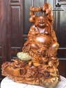 Tương Phật Di Lặc Tam Phúc Gỗ Hương Việt Cao 86 Ngang 62 Sâu 66 (cm)
