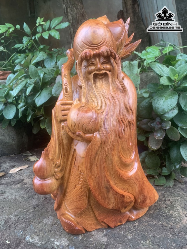 Tượng Ông Thọ Gỗ Hương Việt Cao 47 Ngang 30 Sâu 18 (cm)
