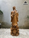 Tượng Gia Cát Lượng (Không Minh) Gỗ Bách Xanh Cao 75 Ngang 22 Sâu 20 (cm)