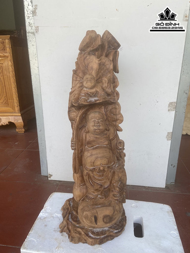 Tượng Phật Di Lặc Gỗ Ngọc Am Cao 69 Ngang 26 Sâu 16 (cm)