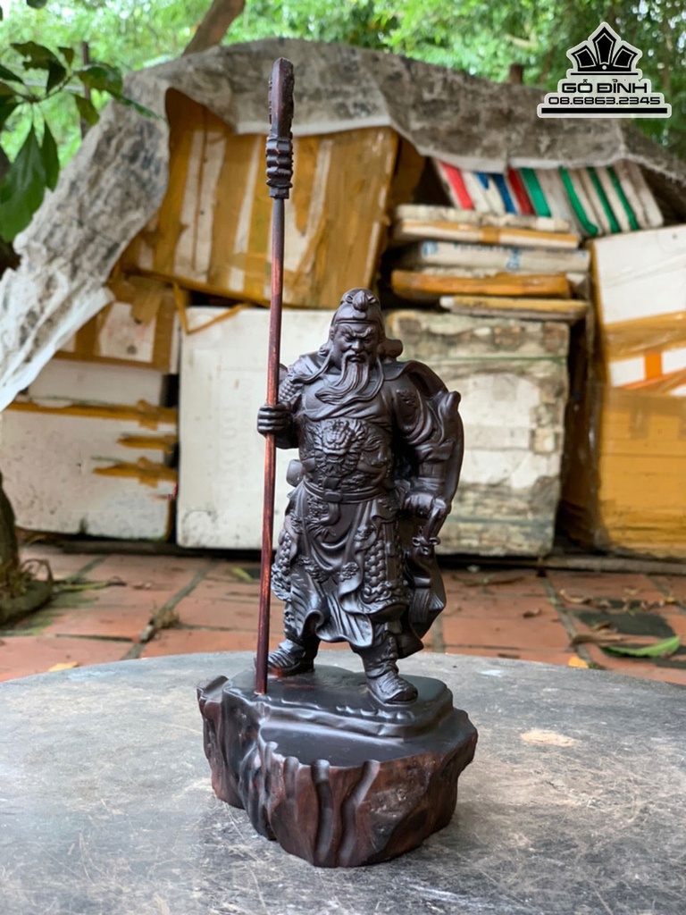 Tượng Quan Công Chống Đao Gỗ Trắc Cao 20 Ngang 11 Sâu 9 (cm)