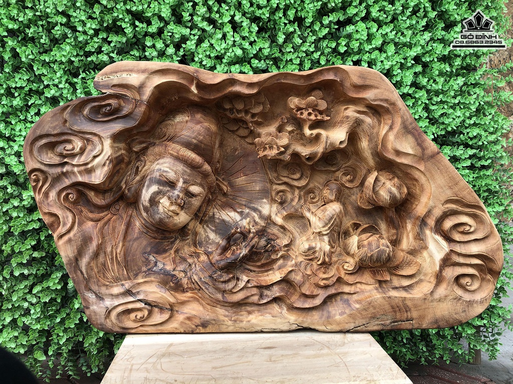 Diện Phật Bà Gỗ Ngọc Am Cao 45 Ngang 80 Sâu 12 (cm)