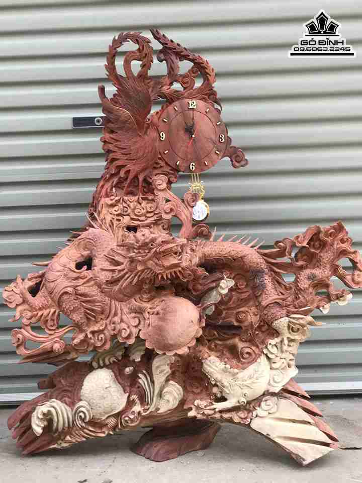 Tượng Tứ Linh Gỗ Hương  Cao 122 Ngang 100 Sâu 40 (cm)