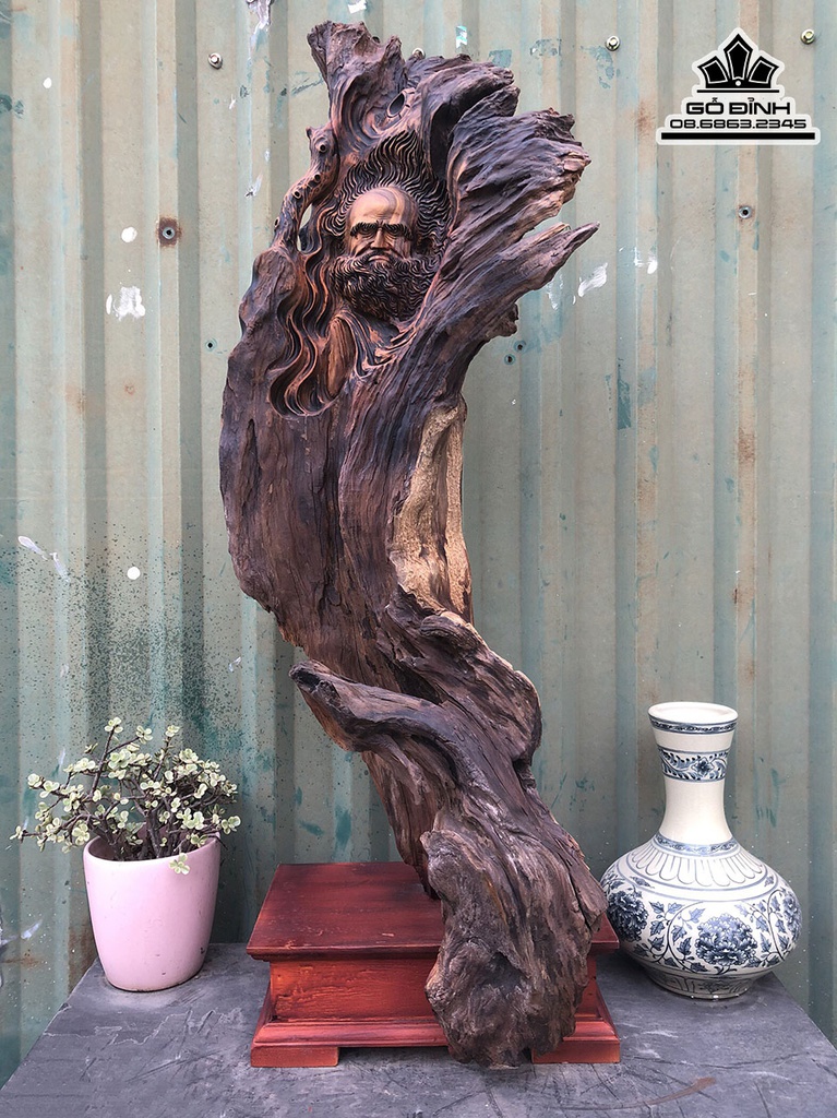 Tượng Đạt Ma Sư Tổ Gỗ Bách Xanh Cao 76 Ngang 31 Sâu 24 (cm)