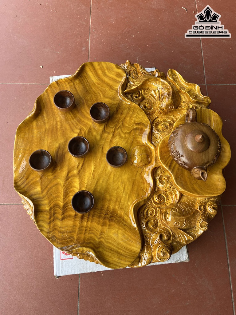 Khay Trà Gỗ Nu Nghiến Cao 8 Ngang 48 Rộng 50 (cm)