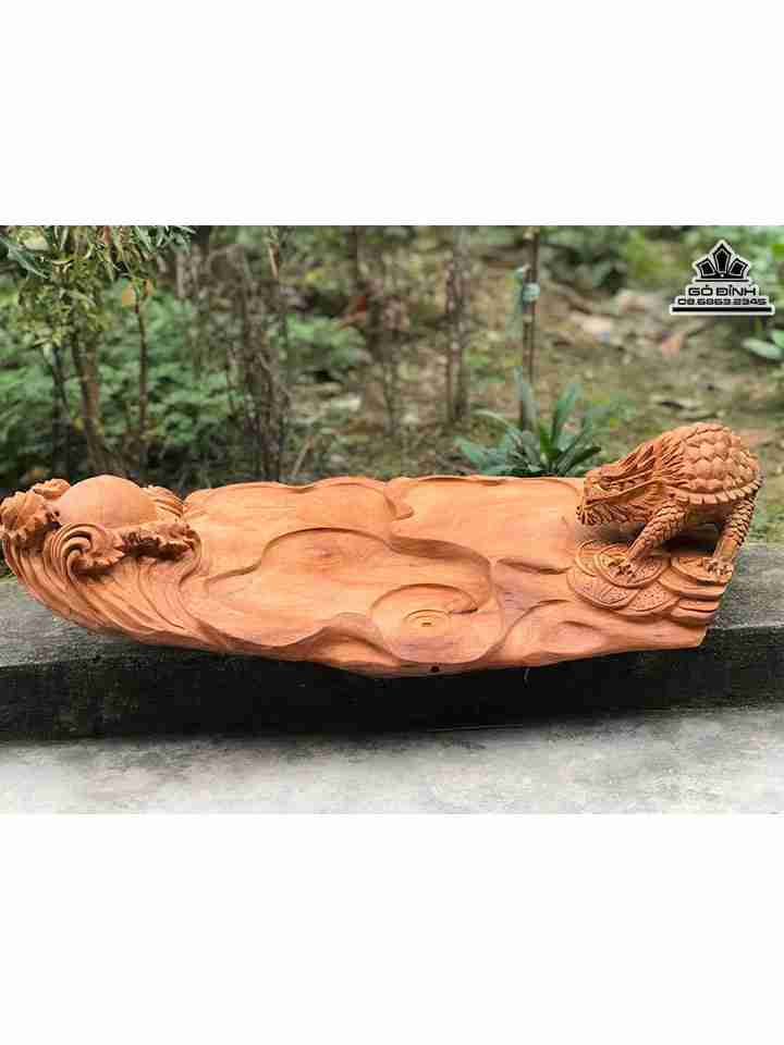 Khay Trà Long Quy Gỗ Hương x  Cao 18 Ngang 70 Rộng 36 (cm)