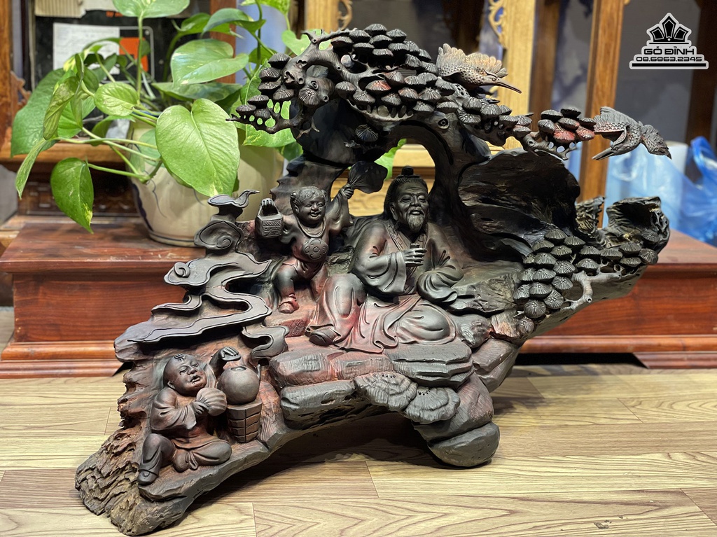 Tượng Thần Trà Gỗ Trắc Cao 46 Ngang 69 Sâu 27 (cm)