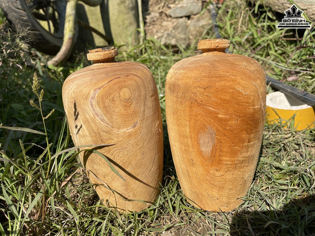 Cặp Bình Phú Quý Gỗ Ngọc Am Cao 20 Đường Kính 11.5 (cm)