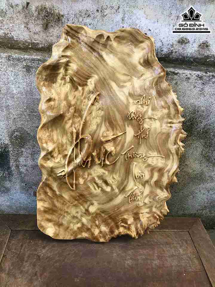 Tranh Chữ Phúc Gỗ Nu Nghiến  Cao 43 Ngang 29 Dày 2 (cm)