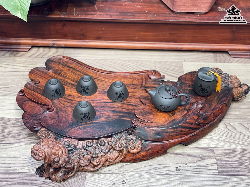 Khay Trà Gỗ Trắc Cao 73 Ngang 42 Sâu 10 (cm)