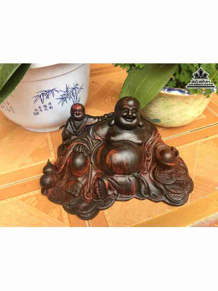 Tượng Phật Di Lặc Nhất Phúc Gỗ Trắc  Ngang 30 Sâu 12 Cao 18 (cm)