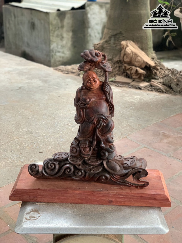 Tượng Phật Di Lặc Gỗ Trắc Cao 28 Ngang 26 Sâu 10 (cm)