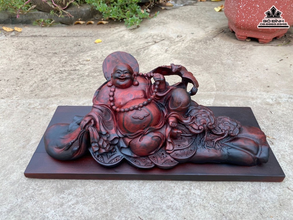 Tượng Phật Di Lặc Gỗ Trắc Cao 15 Ngang 37 Sâu 16 (cm)