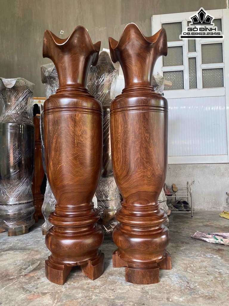 Cặp Lục Bình Gỗ Ké Cao 150 Đường Kính 38 (cm)