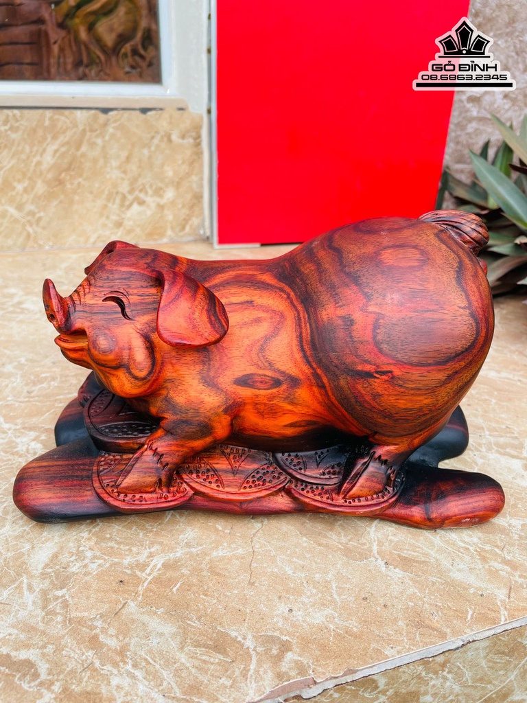 Tương Heo Gỗ Trắc Cao 15 Ngang 26 Sâu 15 (cm)