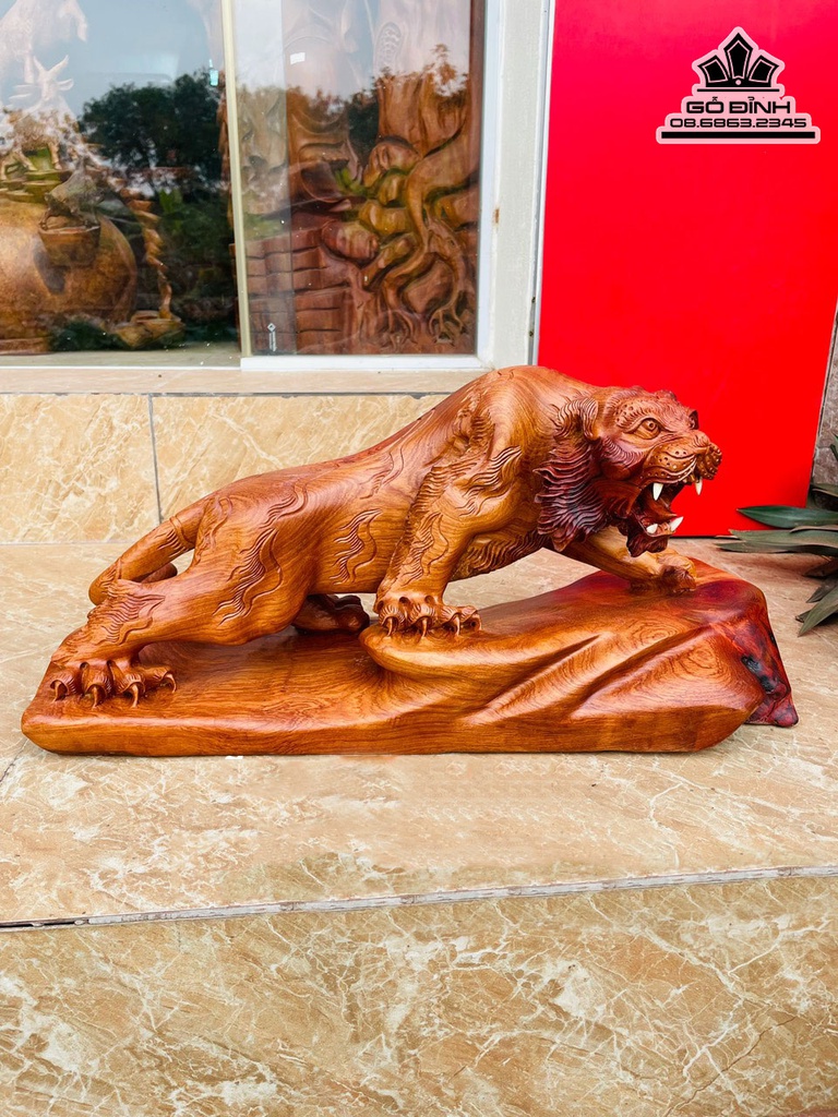 Tượng Hổ Gỗ Hương Việt Cao 24 Ngang 50 Sâu 20 (cm)