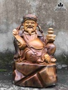 Tượng Thần Tài Gỗ Bách Xanh  Cao 35 Ngang 22 Sâu 15 (cm)