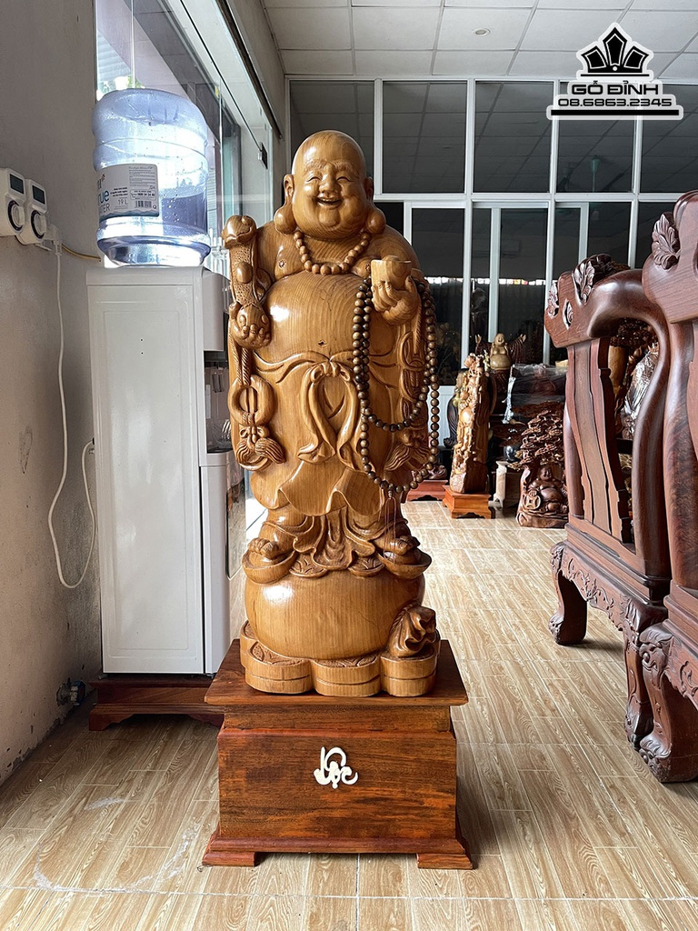 Tượng Phật Di Lặc Chúc Phúc Gỗ Ngọc Am Cao 96 Ngang 37 Sâu 30 (cm)