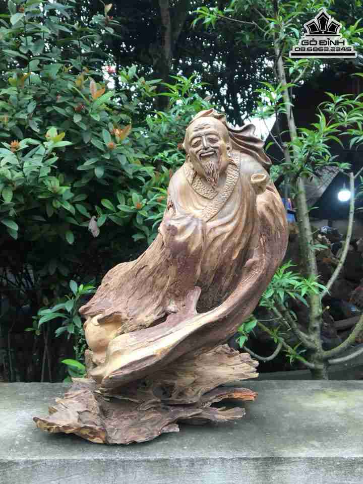 Tượng Thần Trà Gỗ Bách Xanh  Cao 42 Ngan 30 Sâu 22 (cm)