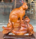 Tượng Mèo Gỗ Hương Việt Cao 40 Ngang 45 Sâu 33 (cm)