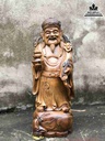 Tượng Thần Tài Gỗ Bách Xanh  Cao 46 Ngang 16 Sâu 14 (cm)