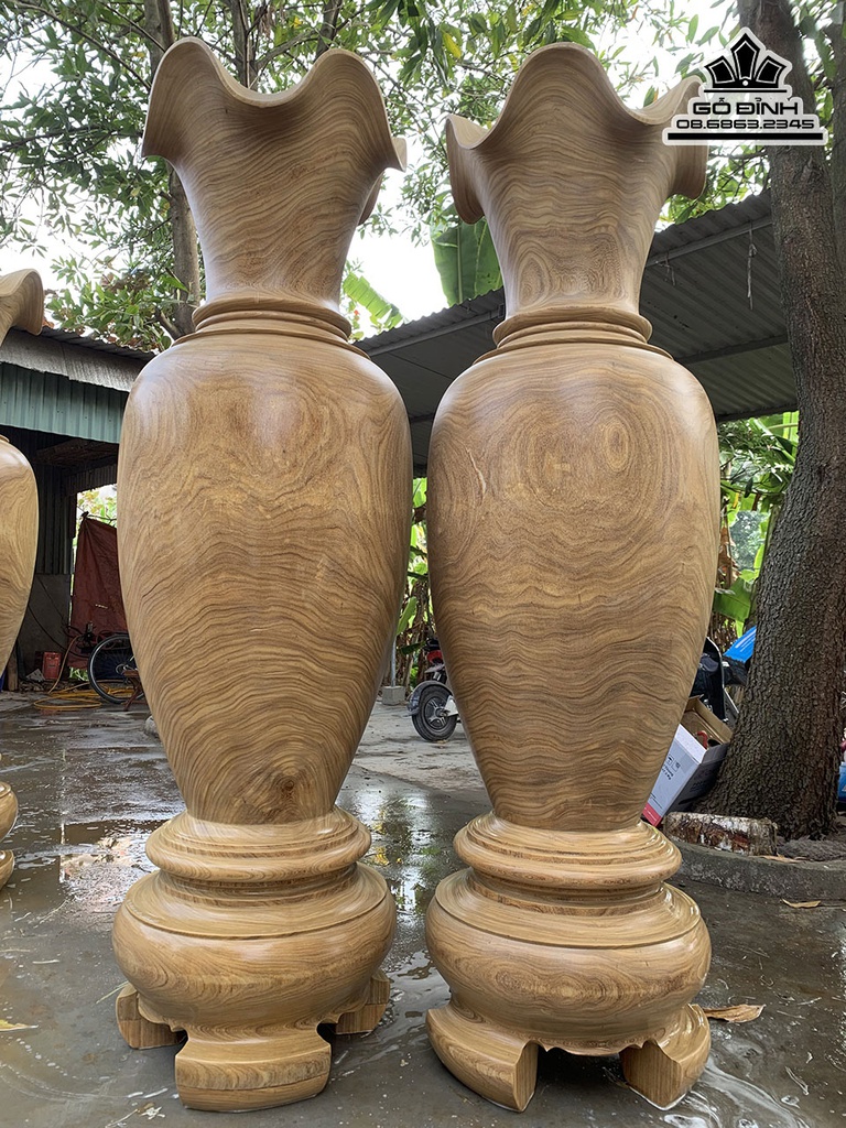 Cặp Lục Bình Gỗ Cẩm Vàng Số 6 Cao 200 Đường Kính 61 (cm)