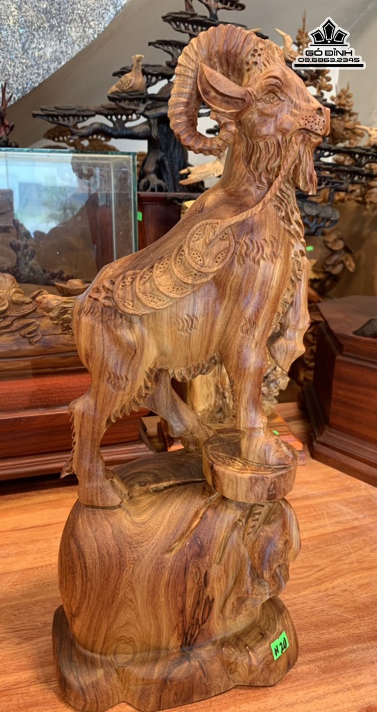 Tượng Dê Phong Thủy (Nhất Dương) Gỗ Hương Việt Cao 47 Ngang 23 Sâu 15 (cm)