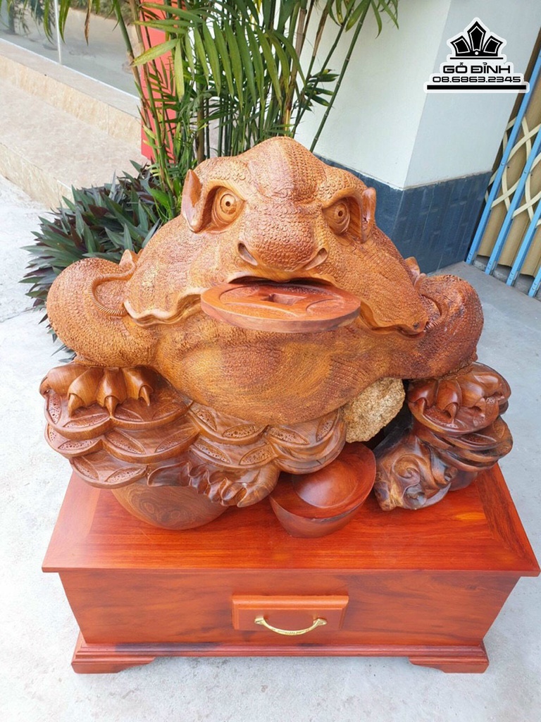 Tượng Cóc Thiềm Thừ Gỗ Hương Việt Cao 62 Ngang 80 Sâu 70 (cm)