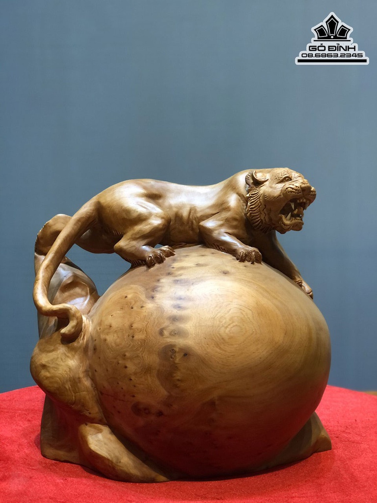 Tượng Hổ Gỗ Nu Ngọc Am Cao 34 Ngang 37 Sâu 29 (cm)