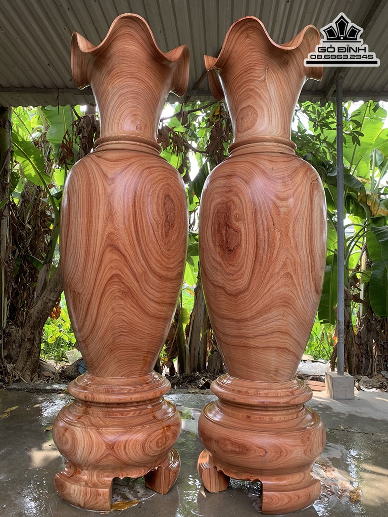 Cặp Lục Bình Gỗ Hương Số 5 Cao 200 Đường Kính 58 (cm)