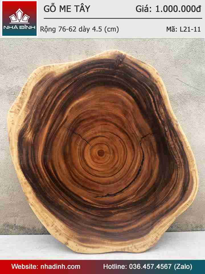 Mặt Bàn Trà Sofa Gỗ Me Tây Nguyên Khối  Rộng 76-62 Dày 4.5 (cm)