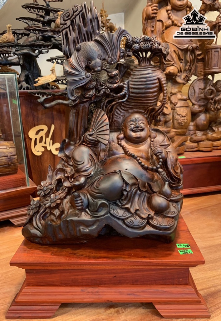 Tượng Phật Di Lặc Ngồi Nhân Sâm Gỗ Trắc Cao 40 Ngang 28 Sâu 24 (cm)