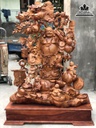 Tượng Phật Di Lặc Vác Cành Đào Gỗ Hương Cao 130 Ngang 105 Sâu 50 (cm)