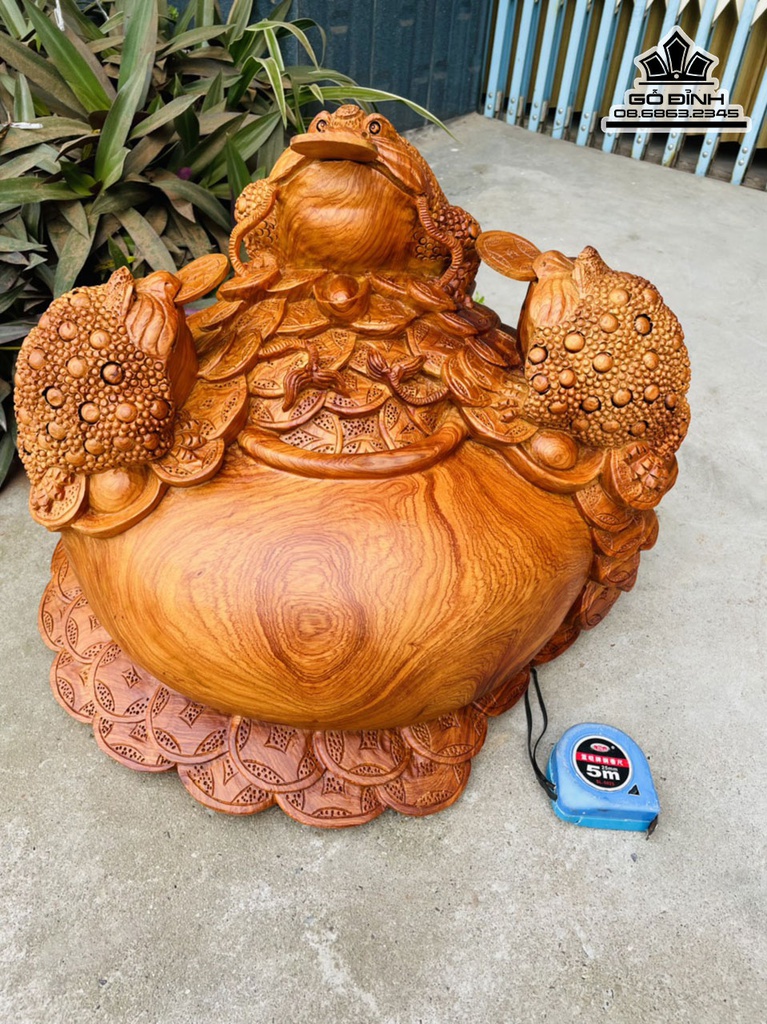 Tượng Tam Cóc Thiềm Thừ Gỗ Hương Cao 38 Ngang 50 Sâu 48 (cm)