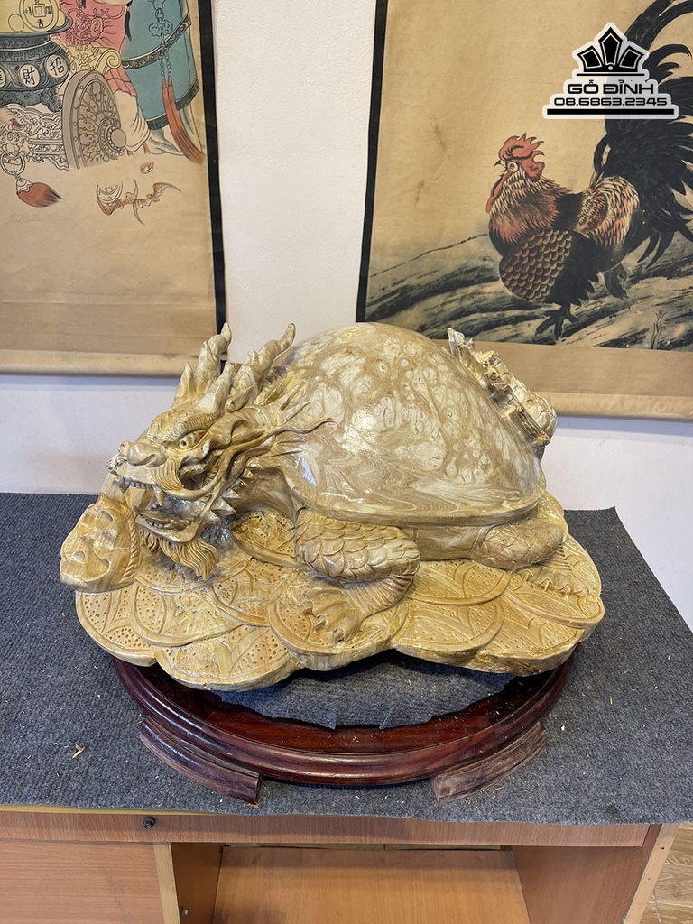 Tương Long Quy Gỗ Nu Nghiến Cao 25 Ngang 58 Sâu 51 (cm)