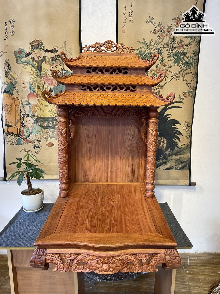 Bàn Thờ Ông Địa Gỗ Hương Đá Cao 110 Ngang 70 Sâu 70 (cm)