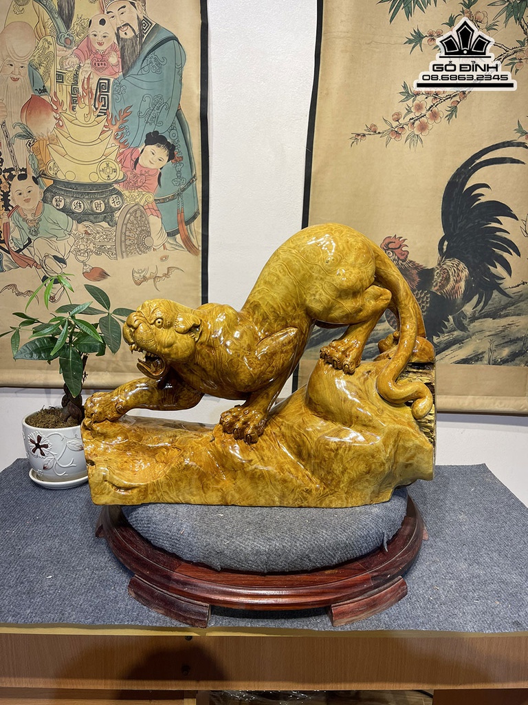 Tượng Báo Gỗ Nu Kháo Cao 40 Ngang 56 Sâu 12 (cm)