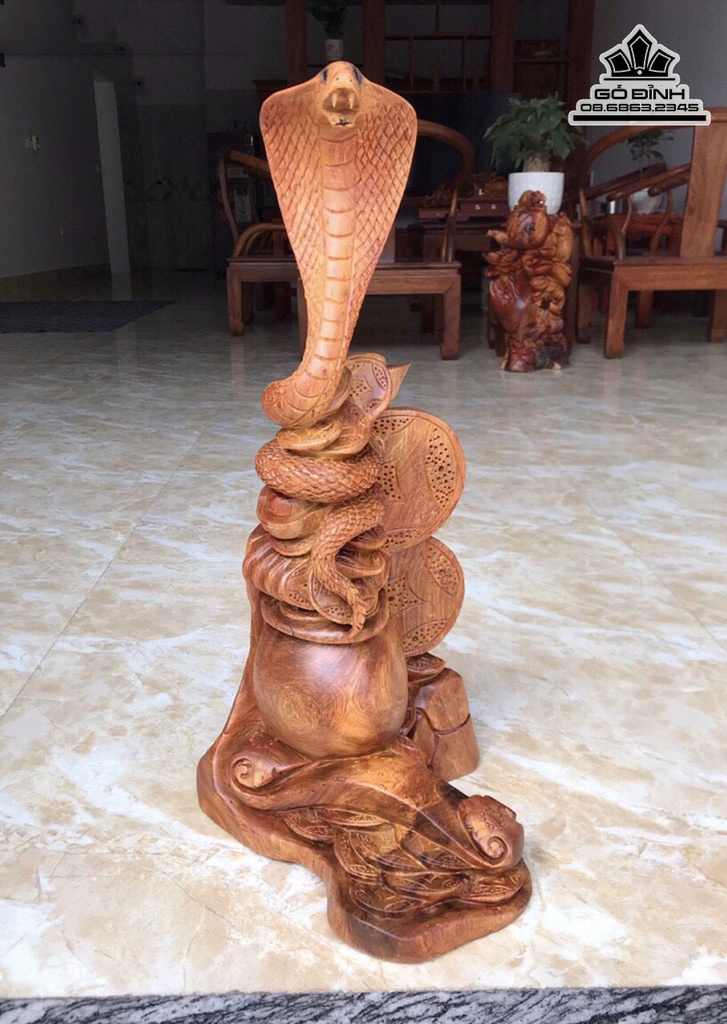 Tượng Rắn Gỗ Hương Cao 58 Ngang 26 Sâu 25 (cm)