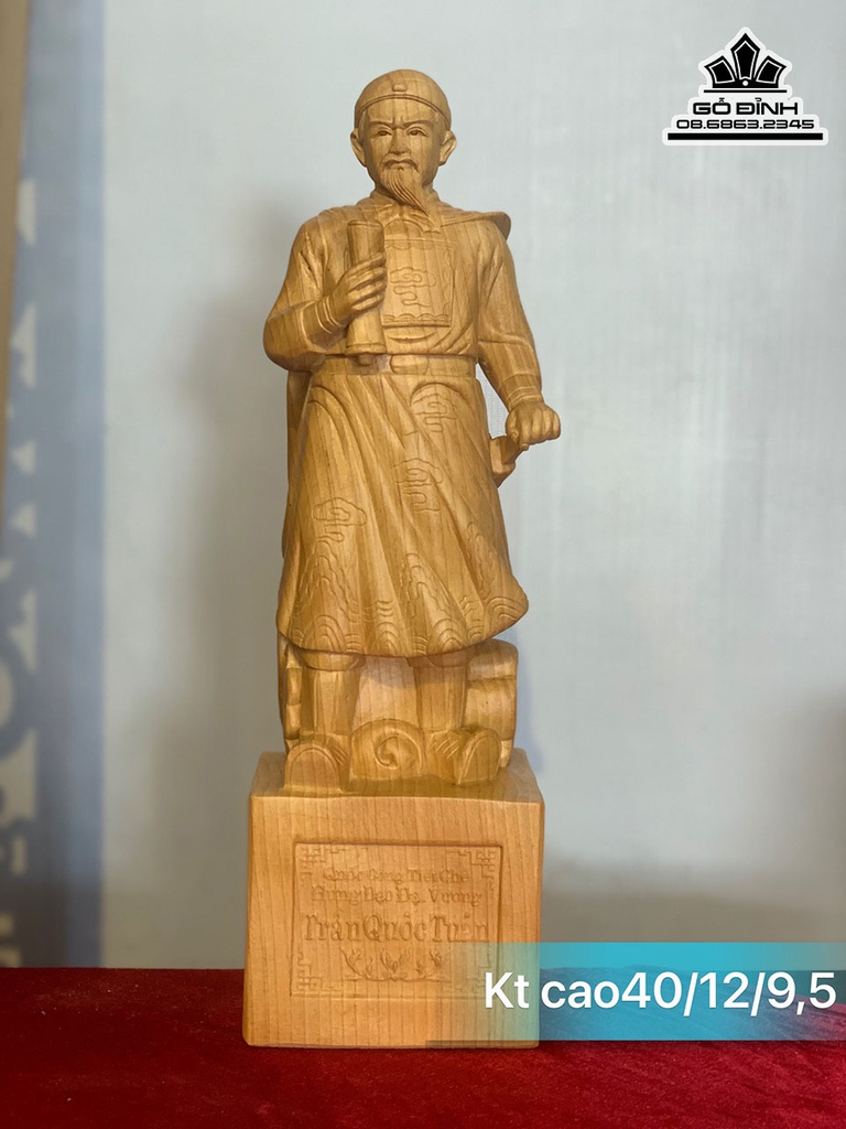 Tương Trần Quốc Tuấn Gỗ Ngọc Am Cao 40 Ngang 12 Sâu 9.5 (cm)